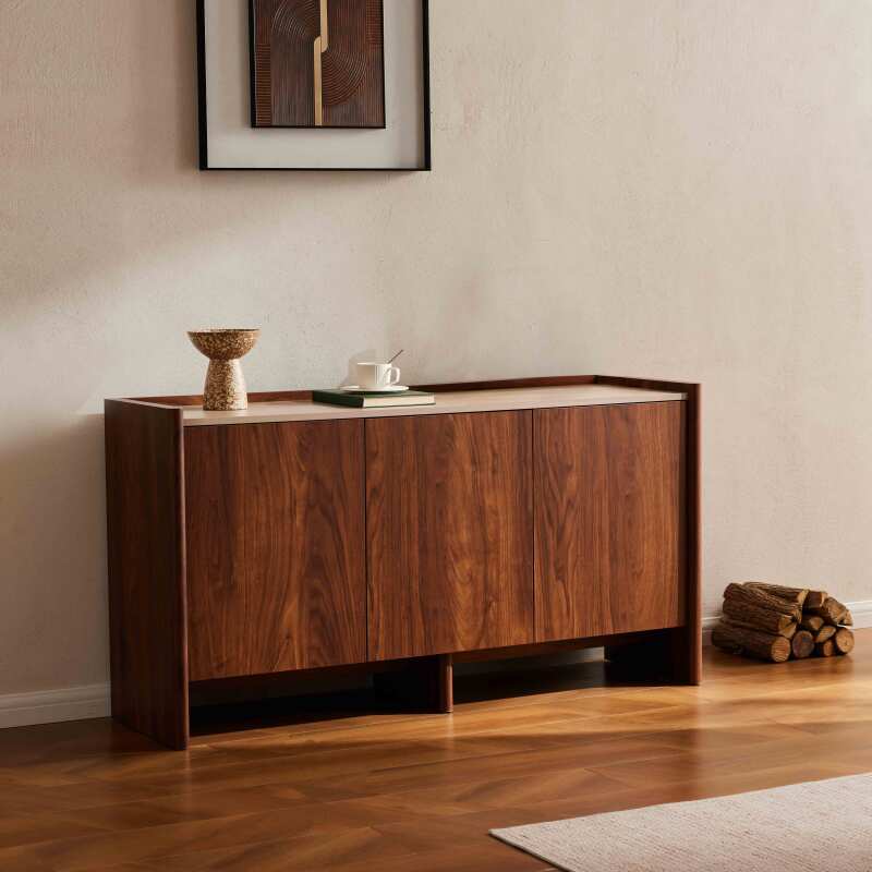 Buffet effet bois 3 portes 140 cm 