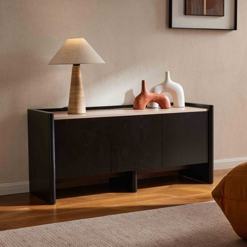 Meuble TV effet bois 120 cm style design épuré