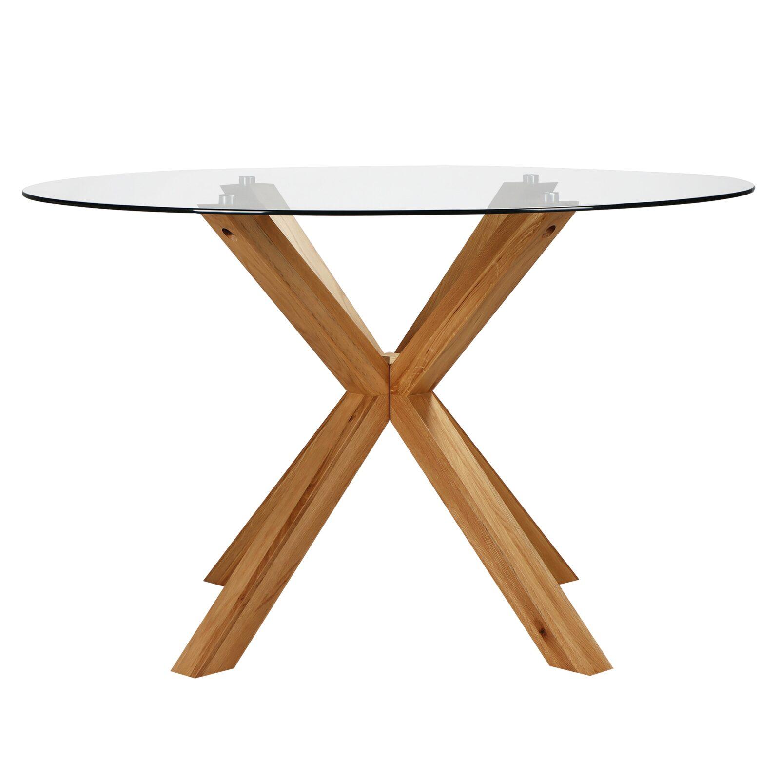 Table à manger ronde en verre 6 personnes 