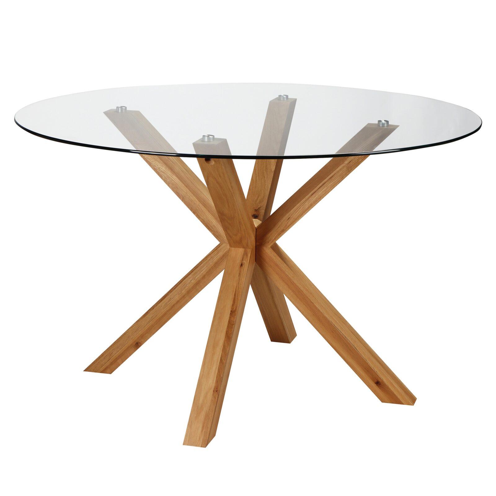 Table à manger ronde en verre 6 personnes 