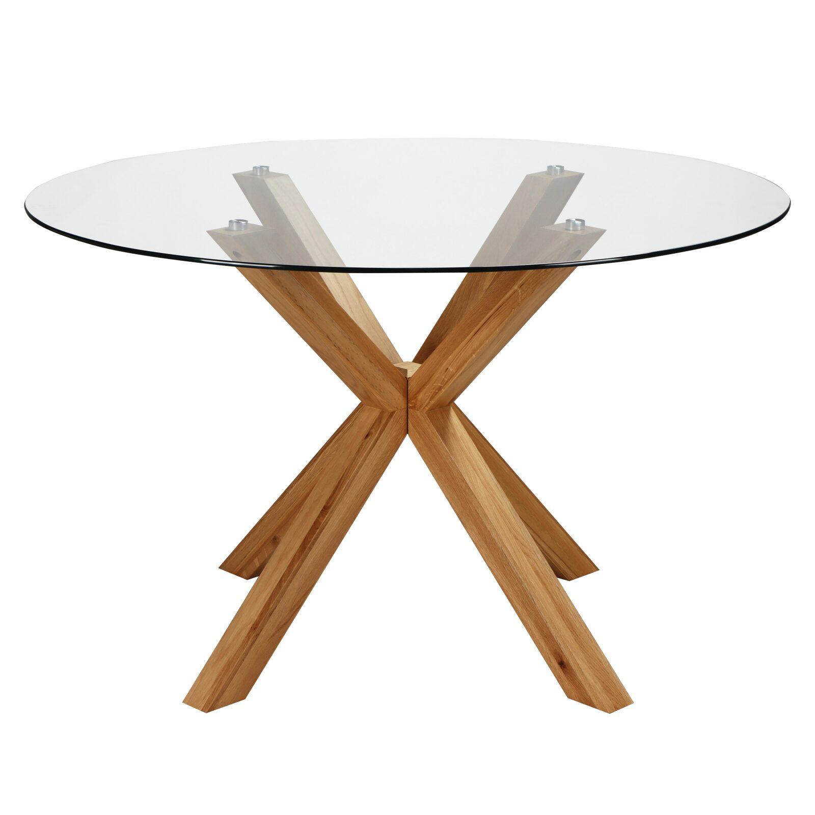 Table à manger ronde en verre 6 personnes 