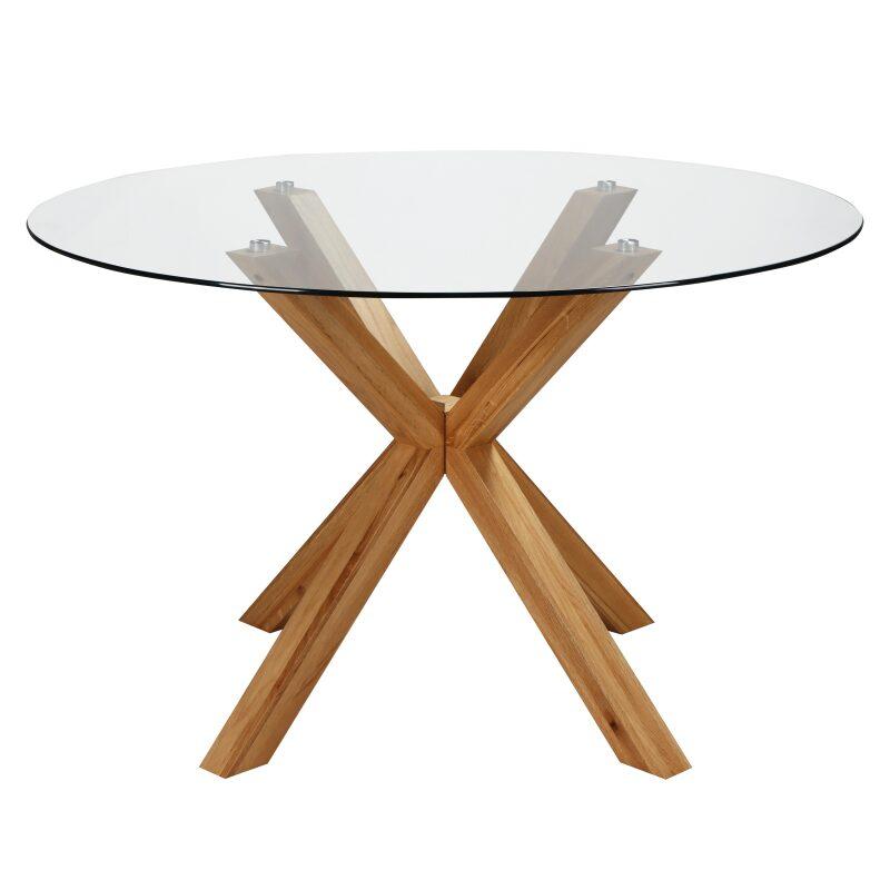 Table à manger ronde en verre 6 personnes 