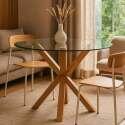 Table à manger ronde en verre 6 personnes 