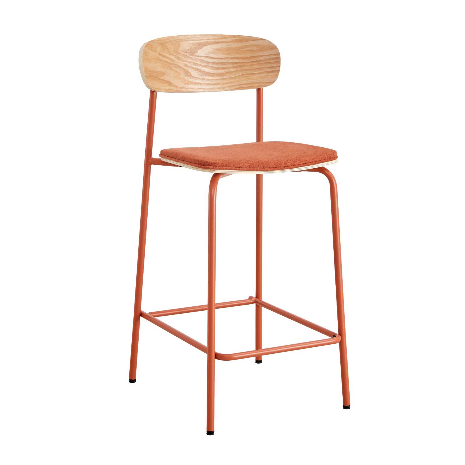 Lot de 2 chaises hautes en métal, bois et tissu