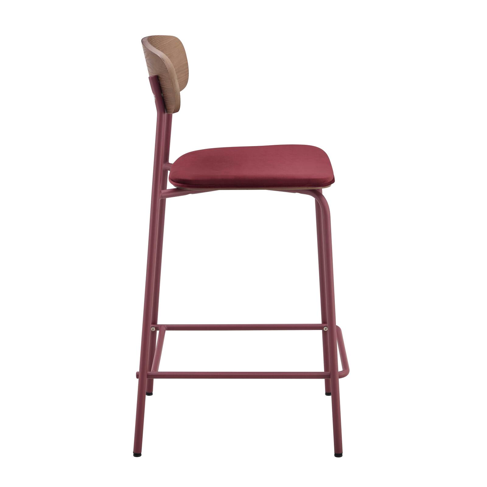 Lot de 2 chaises hautes en métal, bois et tissu