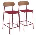 Lot de 2 chaises hautes en métal, bois et tissu