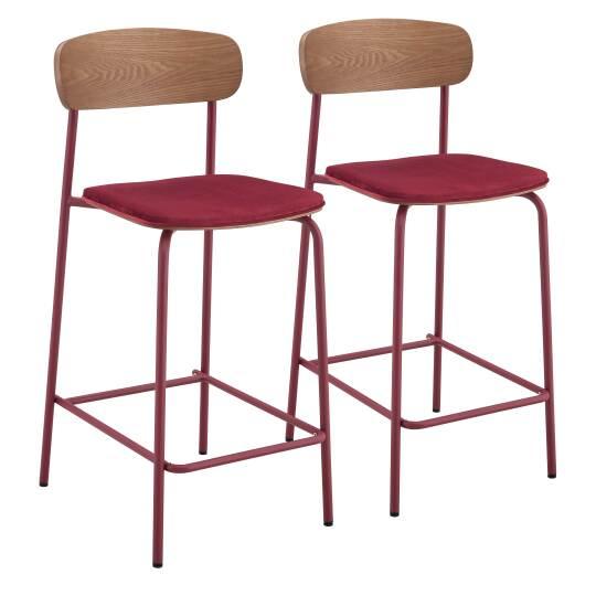 Chaises hautes en bois, métal et tissu - Lot de 2 | Oviala