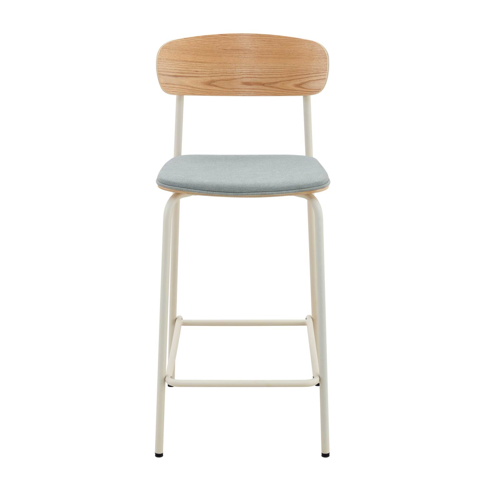 Lot de 2 chaises hautes en métal, bois et tissu