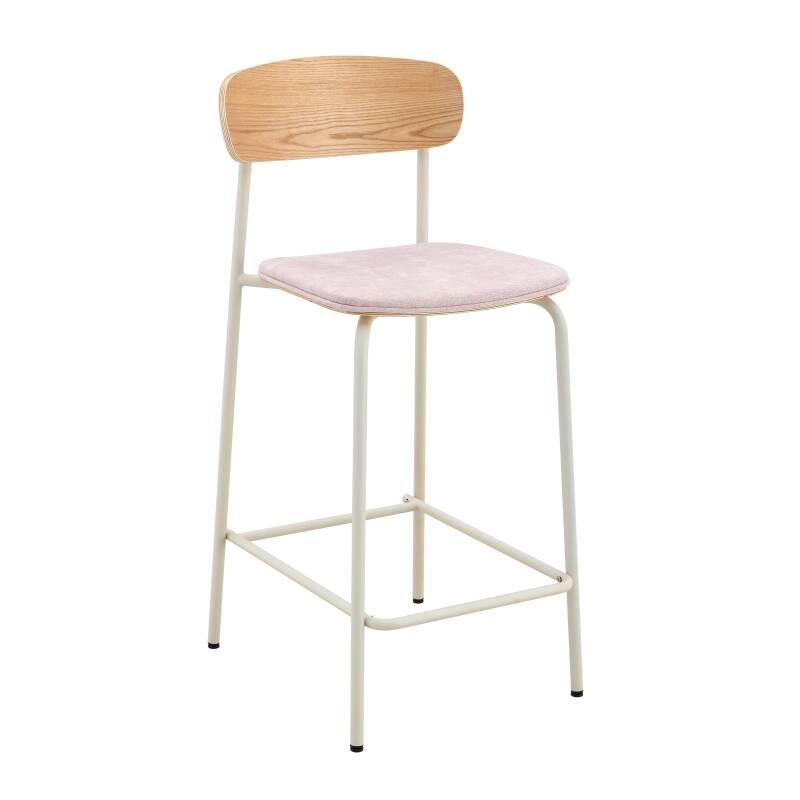 Lot de 2 chaises hautes en métal, bois et tissu (5/6)