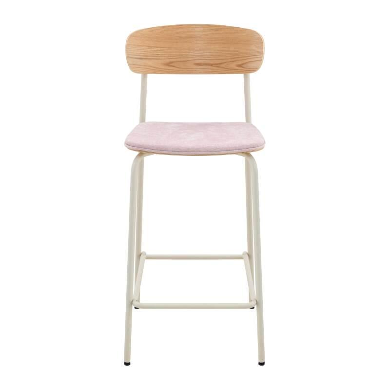 Lot de 2 chaises hautes en métal, bois et tissu (2/6)