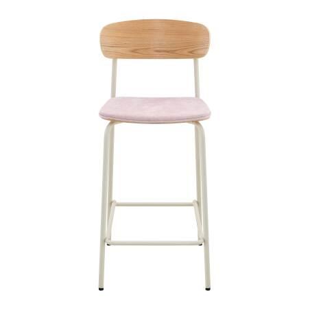 Lot de 2 chaises hautes en métal, bois et tissu (2/6)