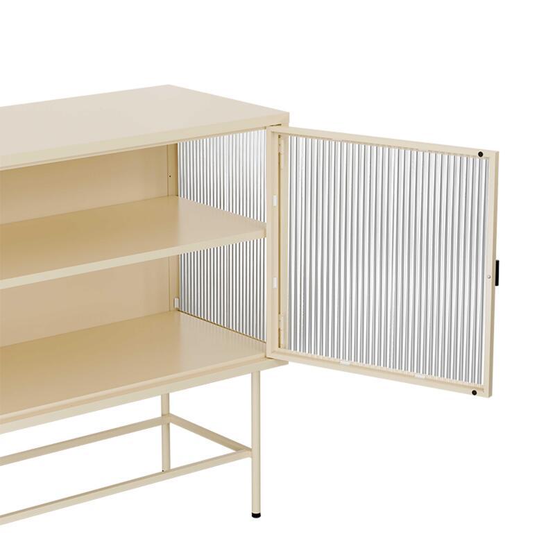Buffet en métal et verre 2 portes 110 cm