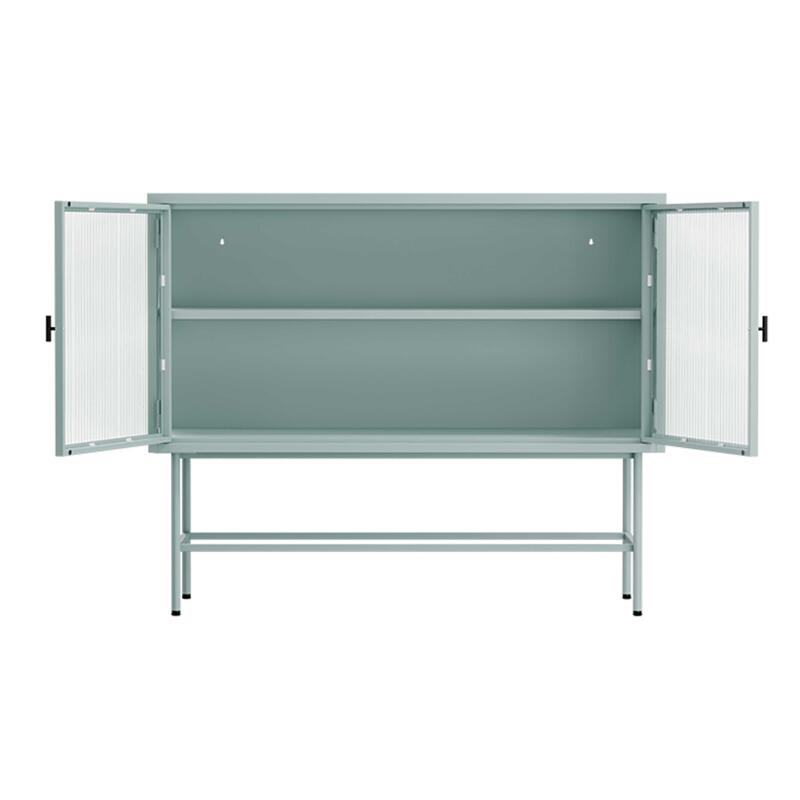 Buffet en métal et verre 2 portes 110 cm