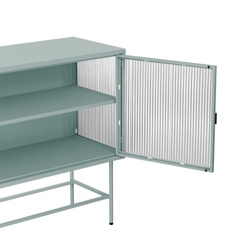 Buffet en métal et verre 2 portes 110 cm