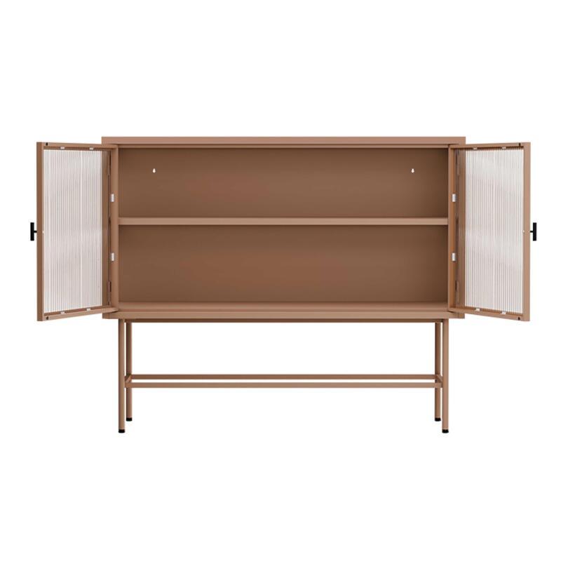 Buffet en métal et verre 2 portes 110 cm