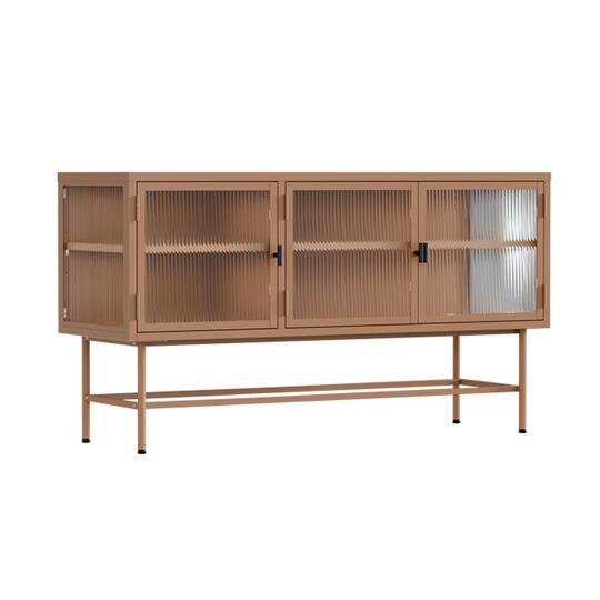 Buffet en métal et verre 3 portes 120 cm | Oviala