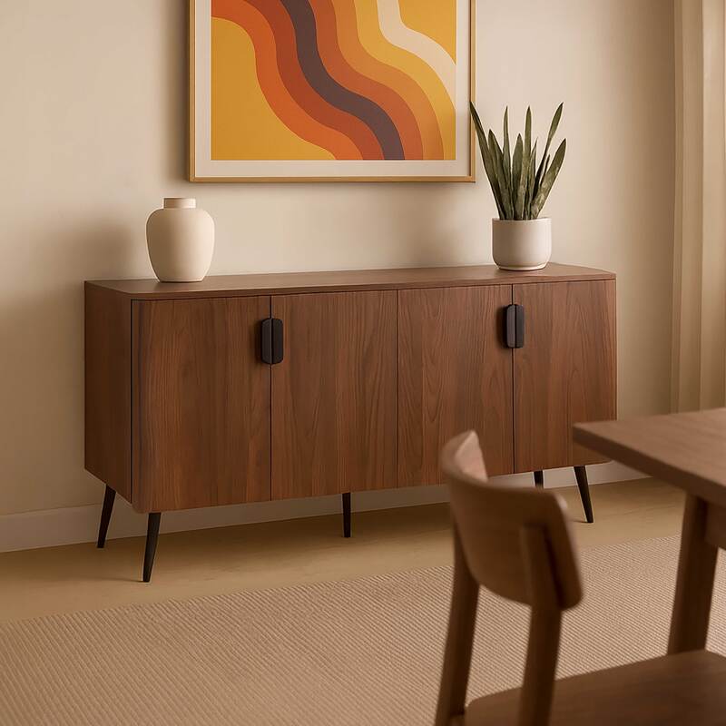 Buffet effet bois 4 portes 160 cm 