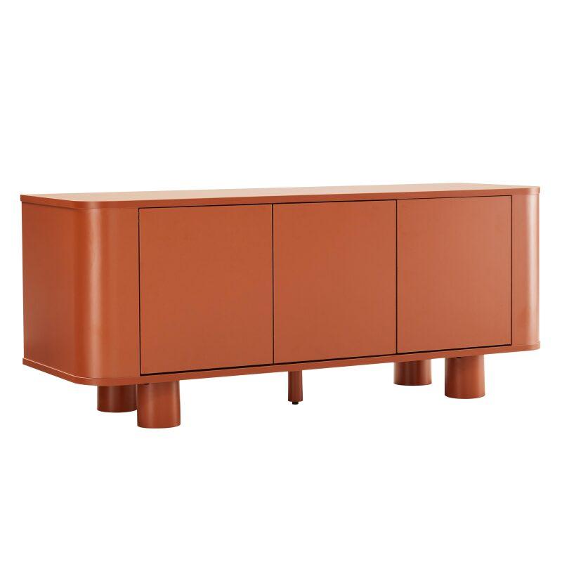 Meuble TV orange 120 cm style scandinave 