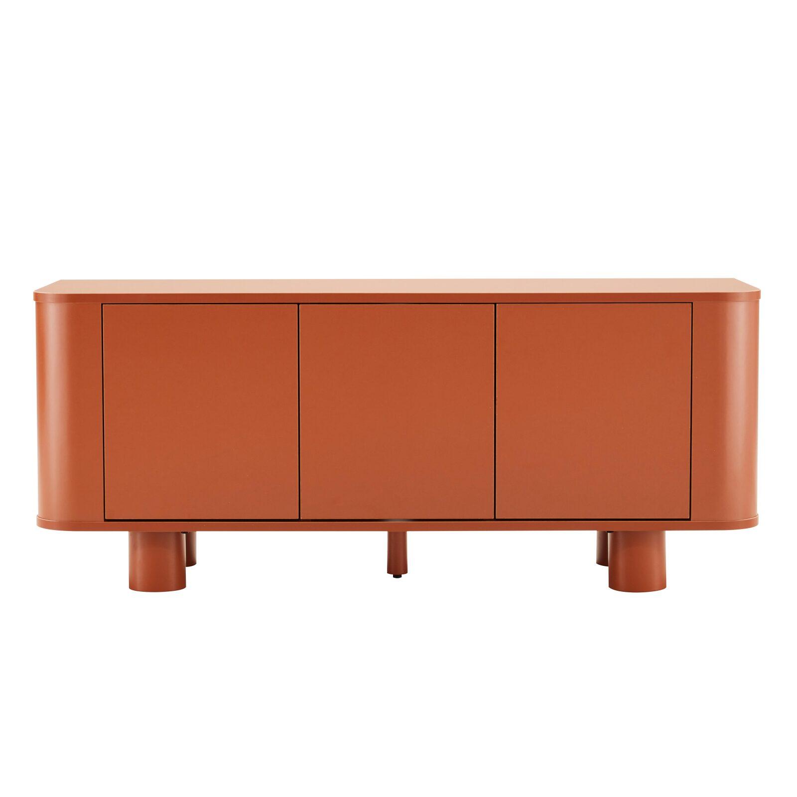 Meuble TV orange 120 cm style scandinave 