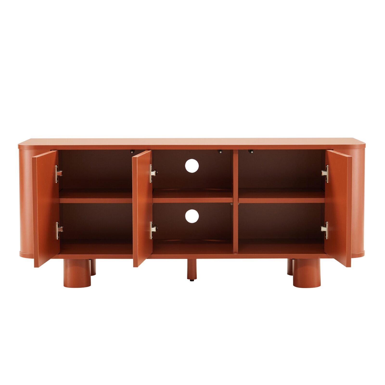 Meuble TV orange 120 cm style scandinave 
