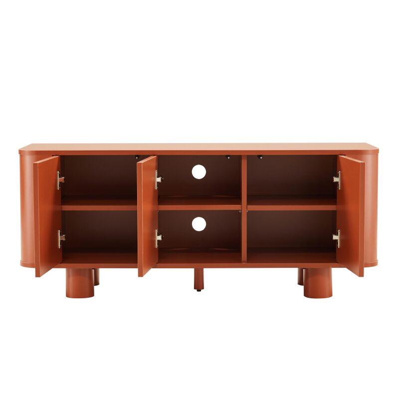 Meuble TV orange 120 cm style scandinave 