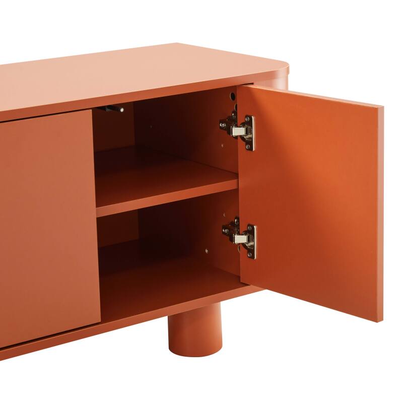 Meuble TV orange 120 cm style scandinave 