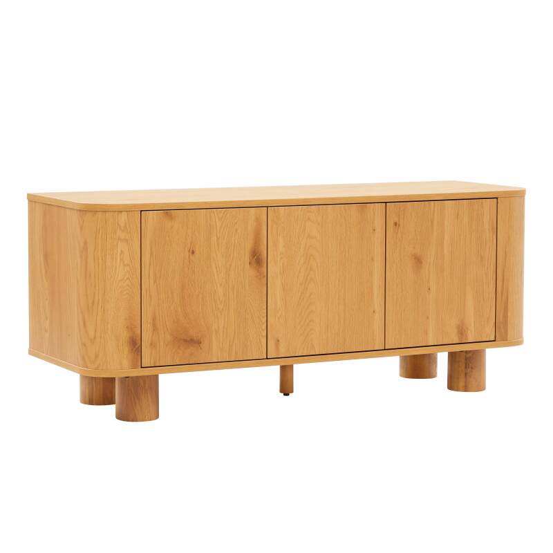 Meuble TV effet bois 120 cm style scandinave  (2/7)