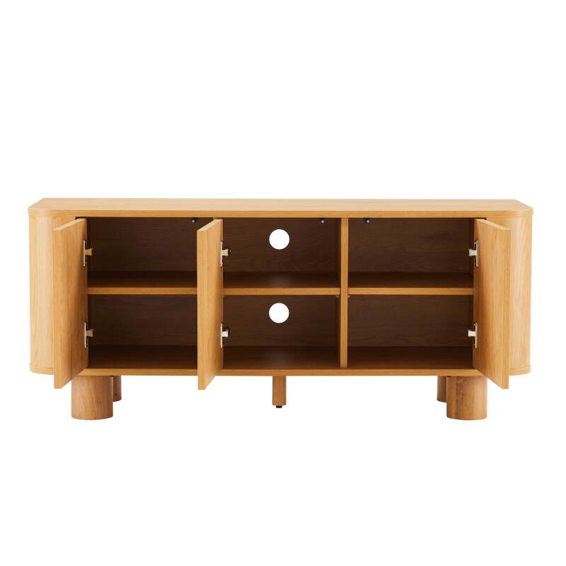 Meuble TV effet bois 120 cm style scandinave  (4/7)