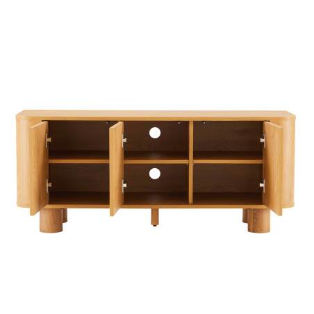 Meuble TV effet bois 120 cm style scandinave  (4/7)