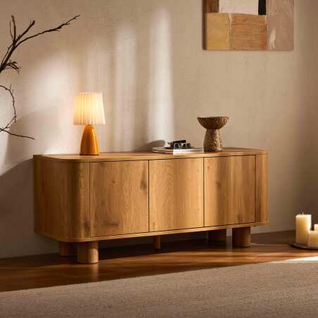 Meuble TV effet bois 120 cm style scandinave 