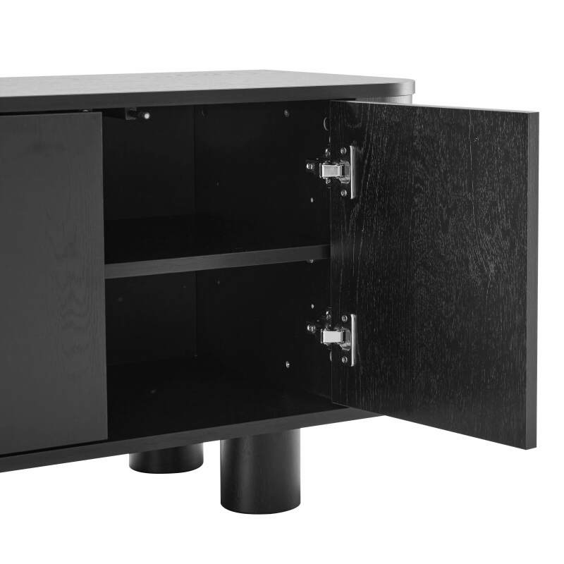 Meuble TV effet bois 120 cm style scandinave  (3/6)