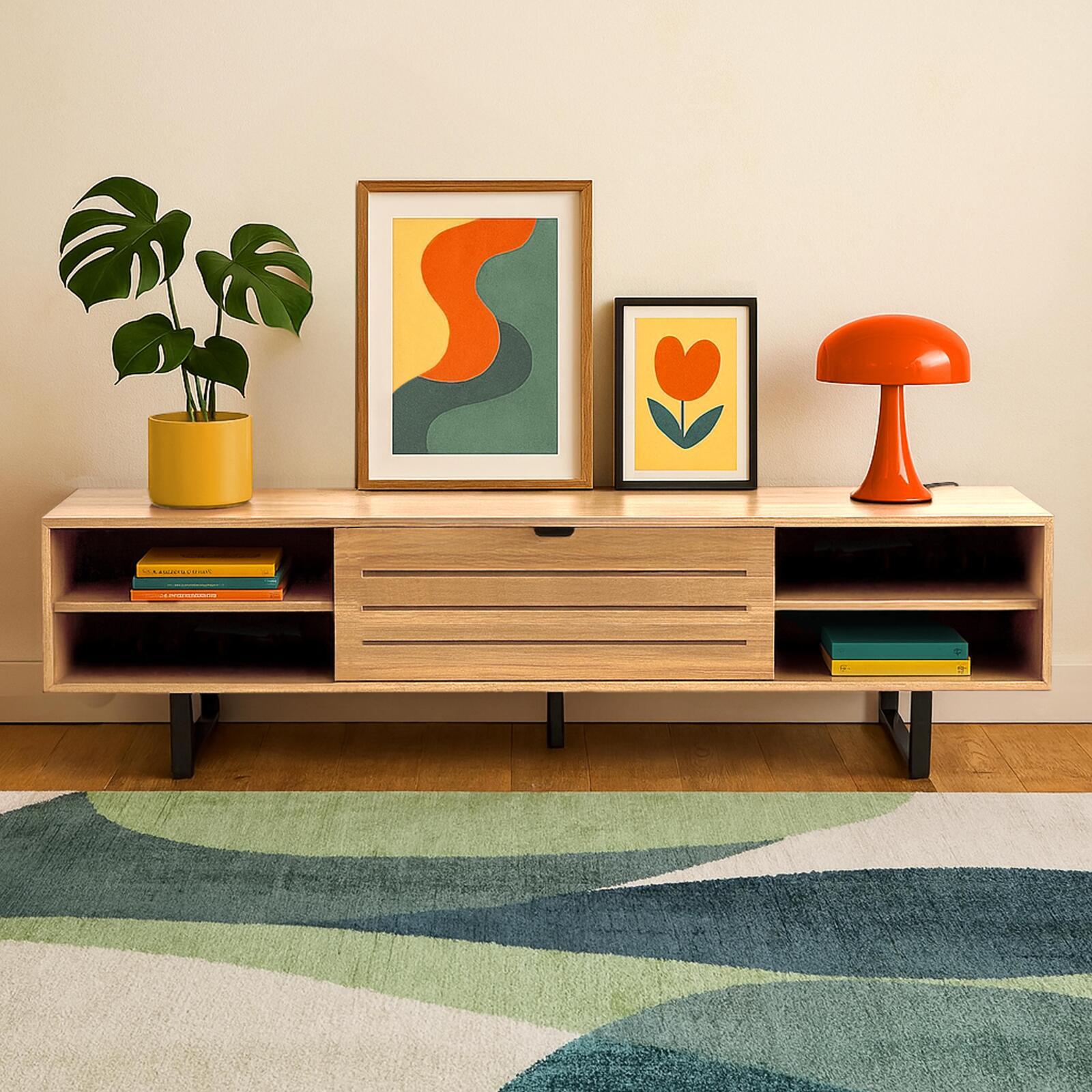 Meuble TV 160 cm effet bois industriel