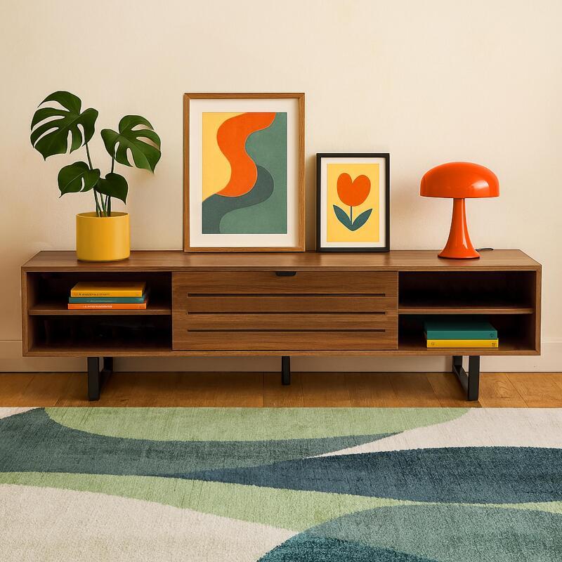 Meuble TV 160 cm effet bois industriel