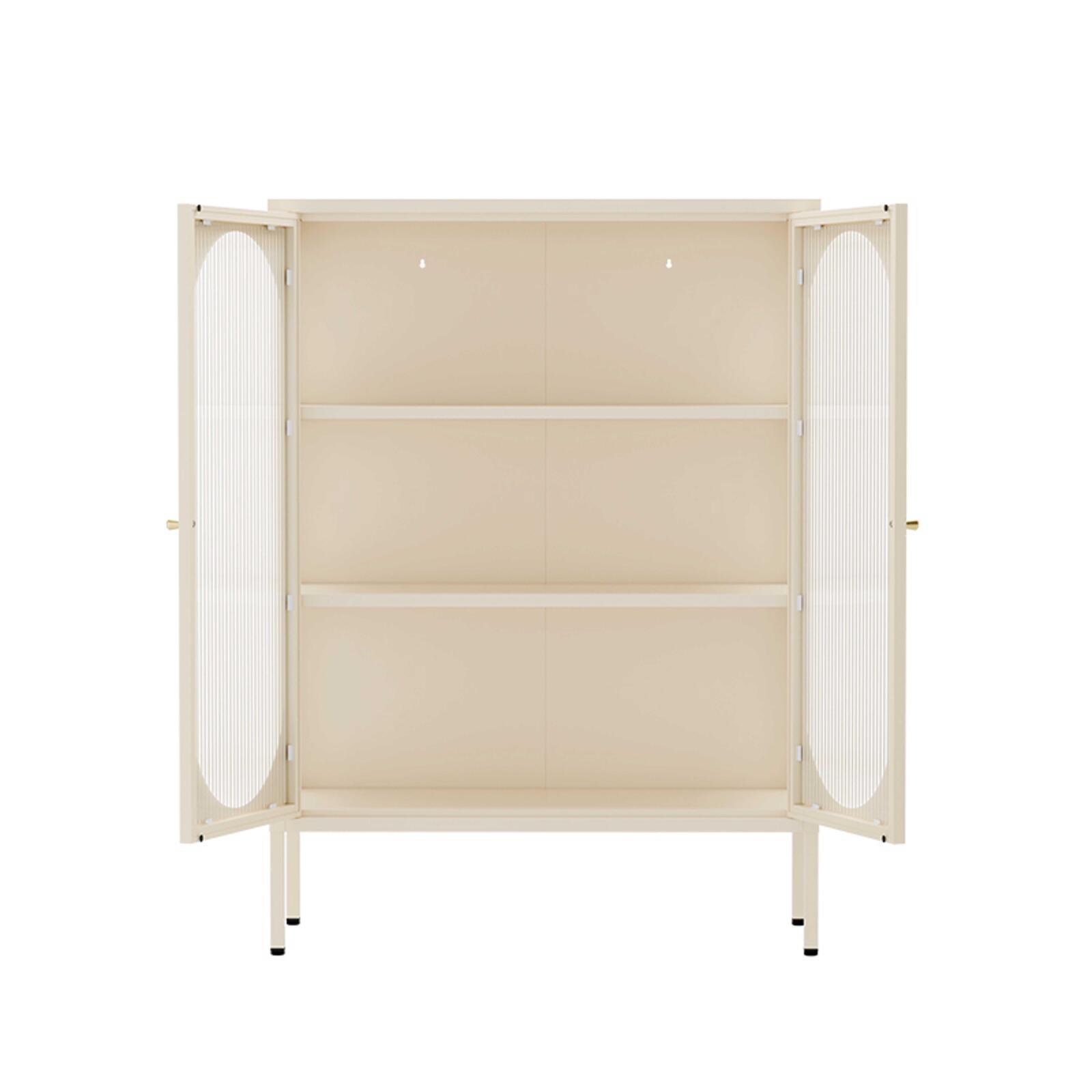 Buffet en métal et verre 2 portes 80 cm 