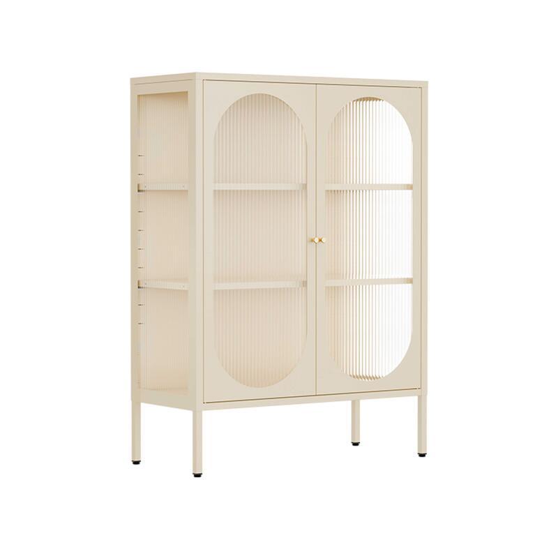 Buffet en métal et verre 2 portes 80 cm 
