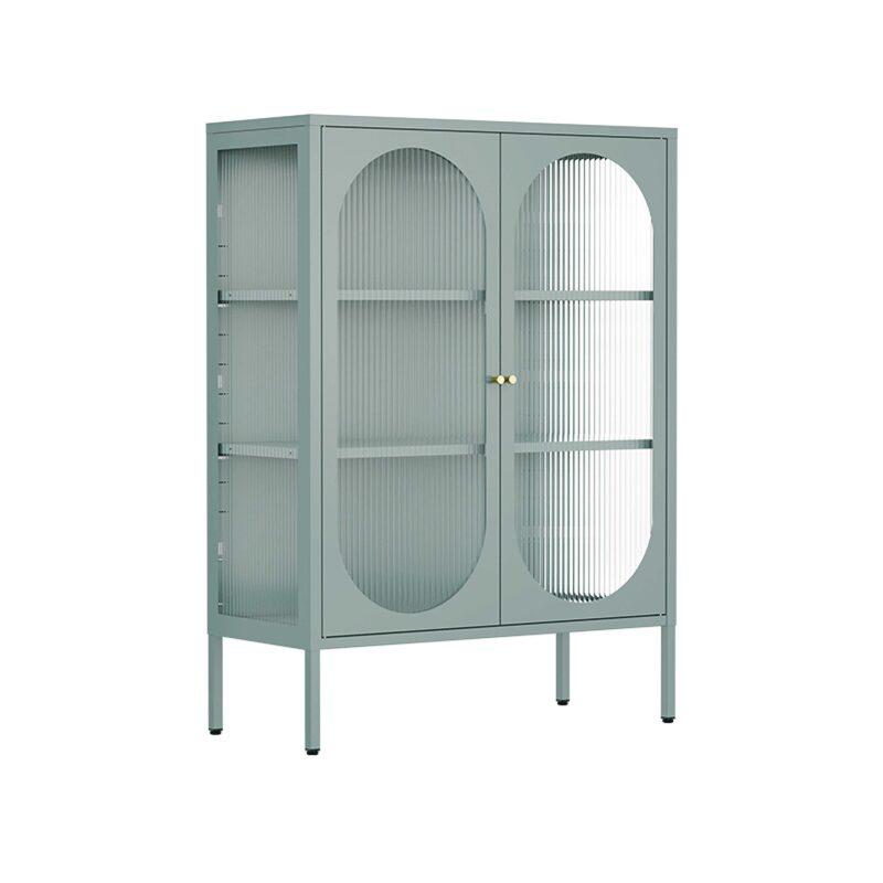 Buffet en métal et verre 2 portes 80 cm 