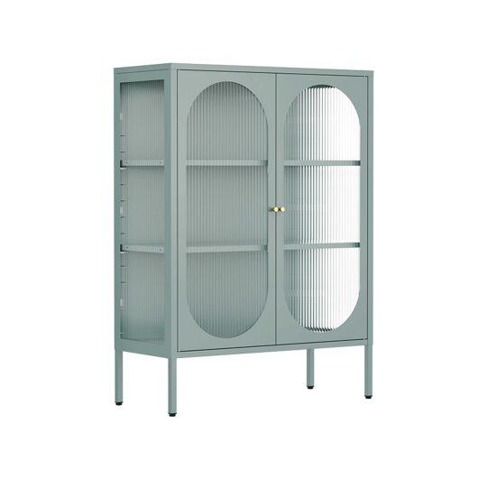 Buffet en métal et verre 2 portes 80 cm
