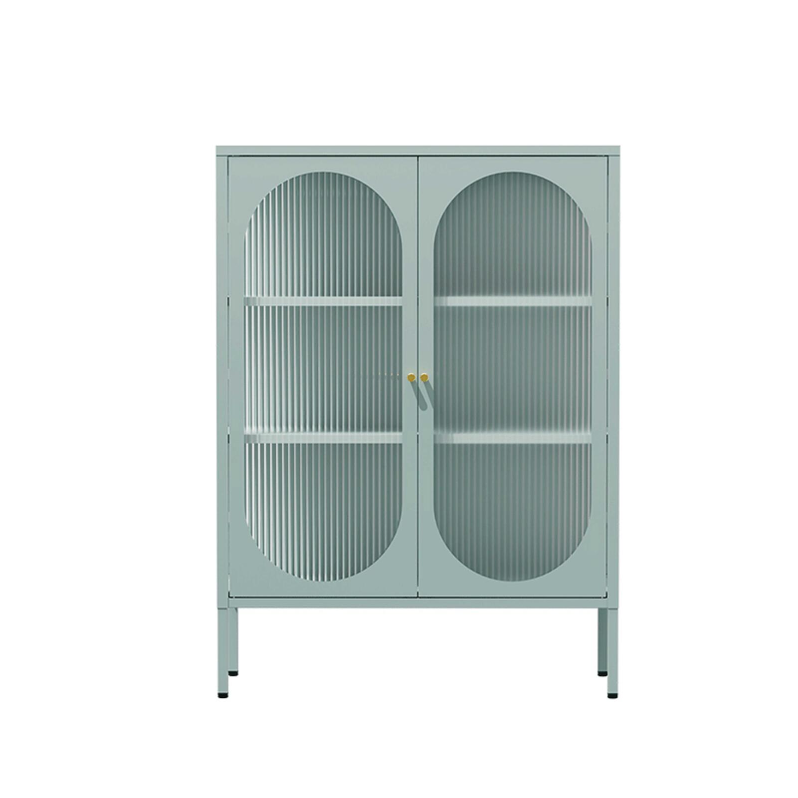 Buffet en métal et verre 2 portes 80 cm 