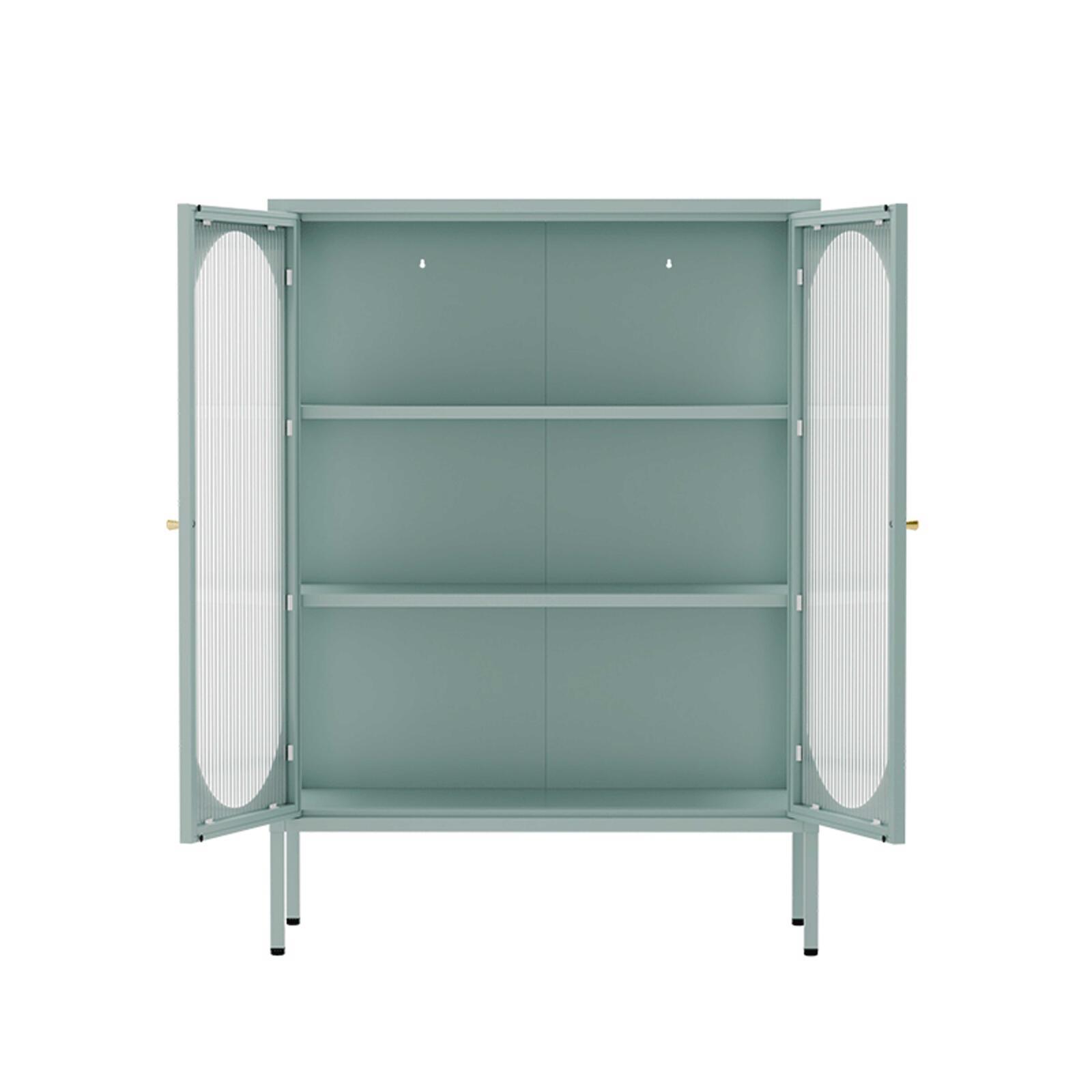 Buffet en métal et verre 2 portes 80 cm 