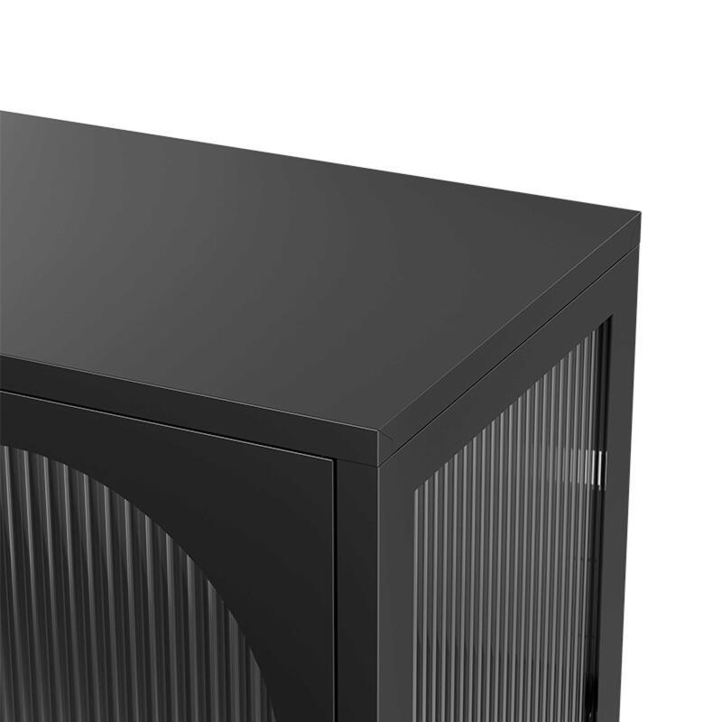 Buffet en métal et verre 2 portes 80 cm 