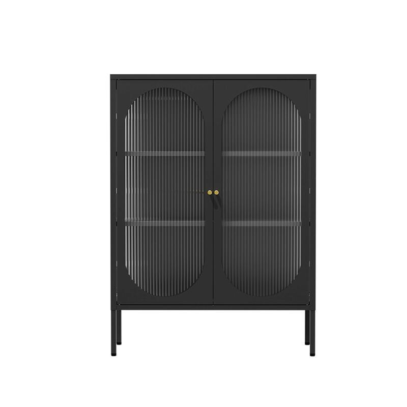 Buffet en métal et verre 2 portes 80 cm 