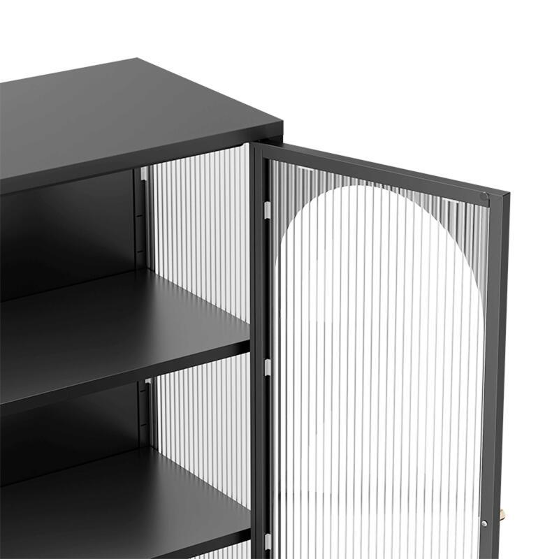 Buffet en métal et verre 2 portes 80 cm 