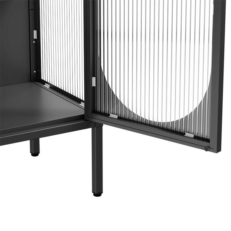 Buffet en métal et verre 2 portes 80 cm 