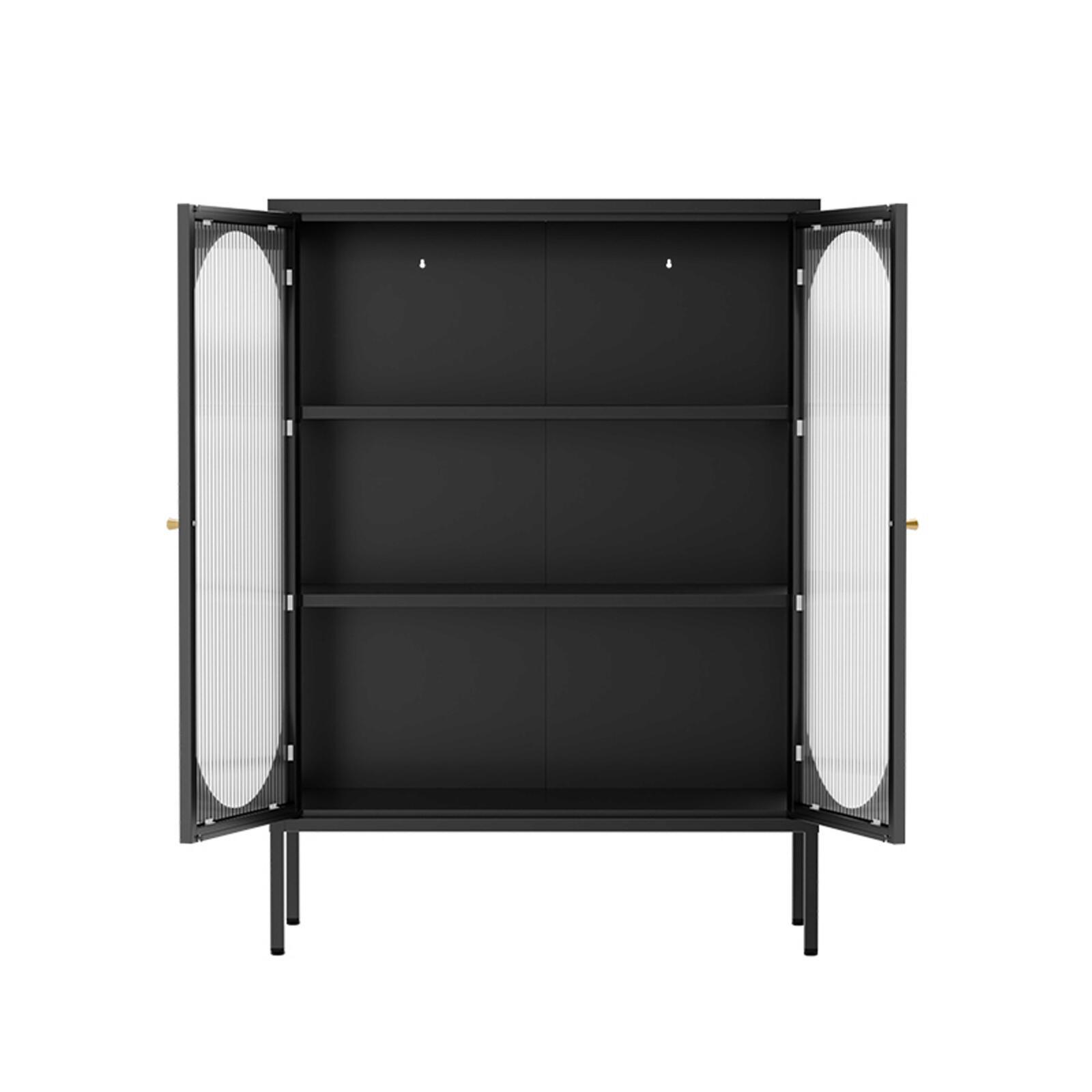 Buffet en métal et verre 2 portes 80 cm 