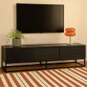 Meuble TV noir 180 cm effet bois moderne