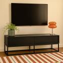 Meuble TV noir 140 cm effet bois moderne