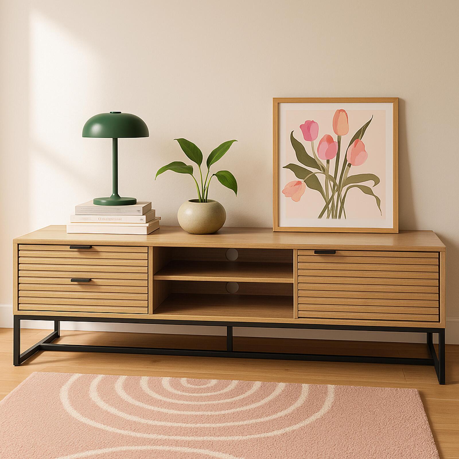 Meuble TV en MDF décor mélaminé FSC® 150 cm