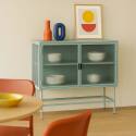 Buffet en métal et verre 2 portes 110 cm
