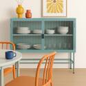 Buffet en métal et verre 2 portes 110 cm