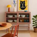 Buffet en métal et verre 2 portes 110 cm